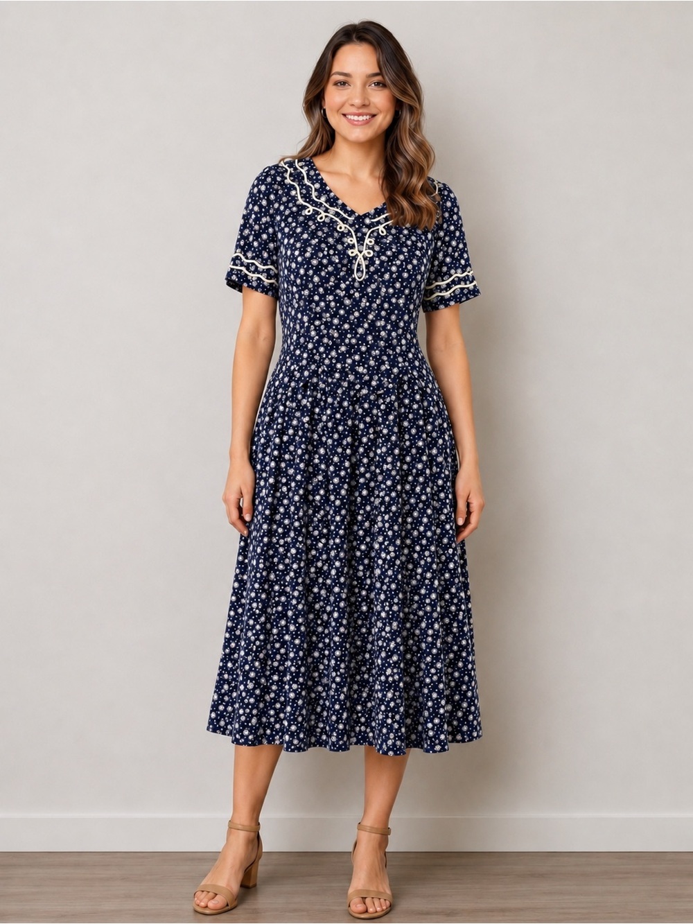 Vintage Lisa II Size 10 Dress | Blouse & Skirt Look One-Piece Dress